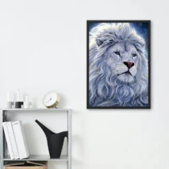 Broderie Diamant <br> Lion Blanc -Atelier Broderie Diamant broderie diamant lion blanc decor atelier broderie diamant