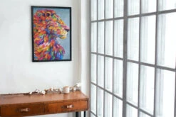 Broderie Diamant <br> Lion Coloré -Atelier Broderie Diamant broderie diamant lion colore decor atelier broderie diamant