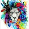 Broderie Diamant <br> Lion Crinière Fleurie