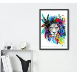 Broderie Diamant <br> Lion Crinière Fleurie -Atelier Broderie Diamant broderie diamant lion criniere fleurie decor atelier broderie diamant