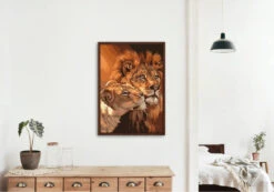 Broderie Diamant <br> Lion Et Lionne -Atelier Broderie Diamant broderie diamant lion et lionne decor atelier broderie diamant