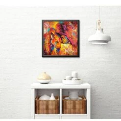 Broderie Diamant <br> Lion Et Lionne Explosion De Couleurs -Atelier Broderie Diamant broderie diamant lion lionne couleurs decor atelier broderie diamant