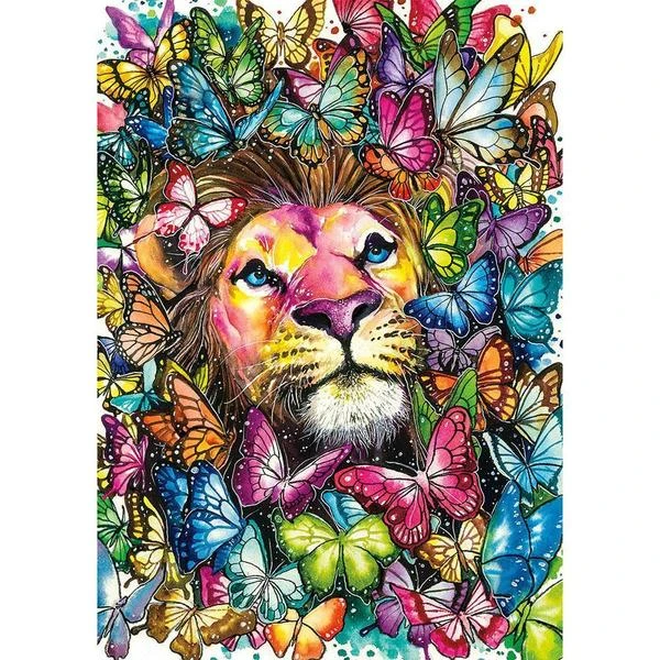 Broderie Diamant <br> Lion Et Papillons 3 Broderie Diamant <br> Lion Et Papillons