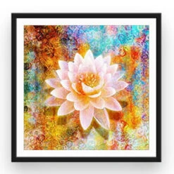 Broderie Diamant <br> Lotus Coloré 6 Broderie Diamant <br> Lotus Coloré -Atelier Broderie Diamant broderie diamant lotus colore cadre atelier broderie diamant