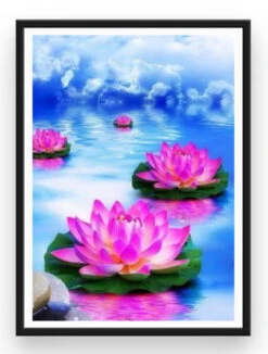 Atelier Broderie Diamant -Atelier Broderie Diamant broderie diamant lotus roses cadre atelier broderie diamant