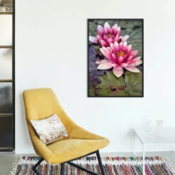 Broderie Diamant <br> Lotus Roses Et Blancs 7 Broderie Diamant <br> Lotus Roses Et Blancs -Atelier Broderie Diamant broderie diamant lotus roses et blancs decor atelier broderie diamant