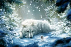 Broderie Diamant <br> Loup Blanc Et Souris