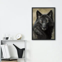 Broderie Diamant <br> Loup Noir -Atelier Broderie Diamant broderie diamant loup noir decor atelier broderie diamant