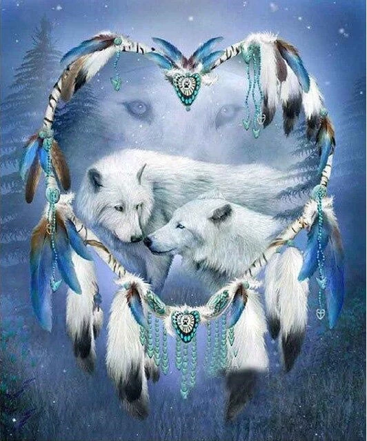 Broderie Diamant <br> Loups Amoureux 3 Broderie Diamant <br> Loups Amoureux