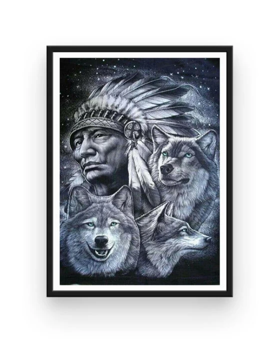 Broderie Diamant <br> Loups Et Chef Indien 4 Broderie Diamant <br> Loups Et Chef Indien – Image 2