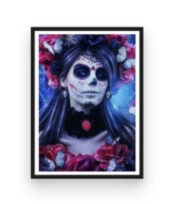 Broderie Diamant <br> Maquillage Squelette & Fleurs -Atelier Broderie Diamant broderie diamant maquillage squelette fleurs cadre atelier broderie diamant