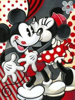 Broderie Diamant <br> Mickey Et Minnie Couleur Rouge Amour
