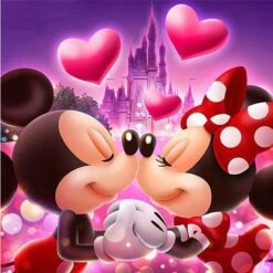 Broderie Diamant <br> Mickey Et Minnie Devant Le Château Disney
