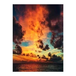 Broderie Diamant <br> Nuages Oranges Et Océan