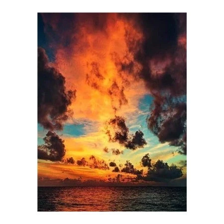 Broderie Diamant <br> Nuages Oranges Et Océan