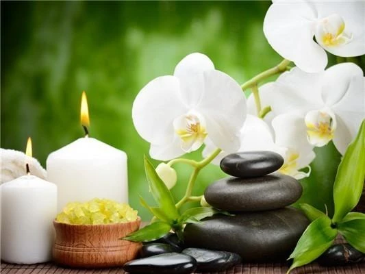 Broderie Diamant <br> Orchidées Blanches Et Bougie 3 Broderie Diamant <br> Orchidées Blanches Et Bougie