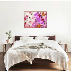 Broderie Diamant <br> Orchidées Roses Et Rayées -Atelier Broderie Diamant broderie diamant orchidees rose et rayees decor atelier broderie diamant