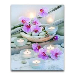 Broderie Diamant <br> Orchidées Roses Et Bougies