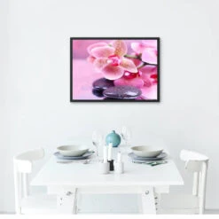 Broderie Diamant <br> Orchidées Roses Pâles Et Galets -Atelier Broderie Diamant broderie diamant orchidees roses pales et galets decor atelier broderie diamant