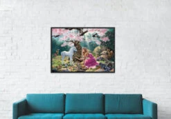 Broderie Diamant <br> Petite Licorne Et Fille -Atelier Broderie Diamant broderie diamant petite licorne et fille decor atelier broderie diamant