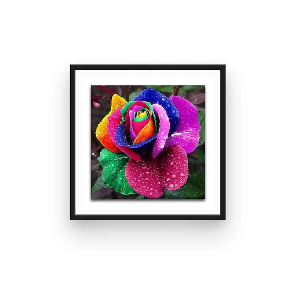 Broderie Diamant Rose Pétales Arc En Ciel 4 Broderie Diamant Rose Pétales Arc En Ciel – Image 2