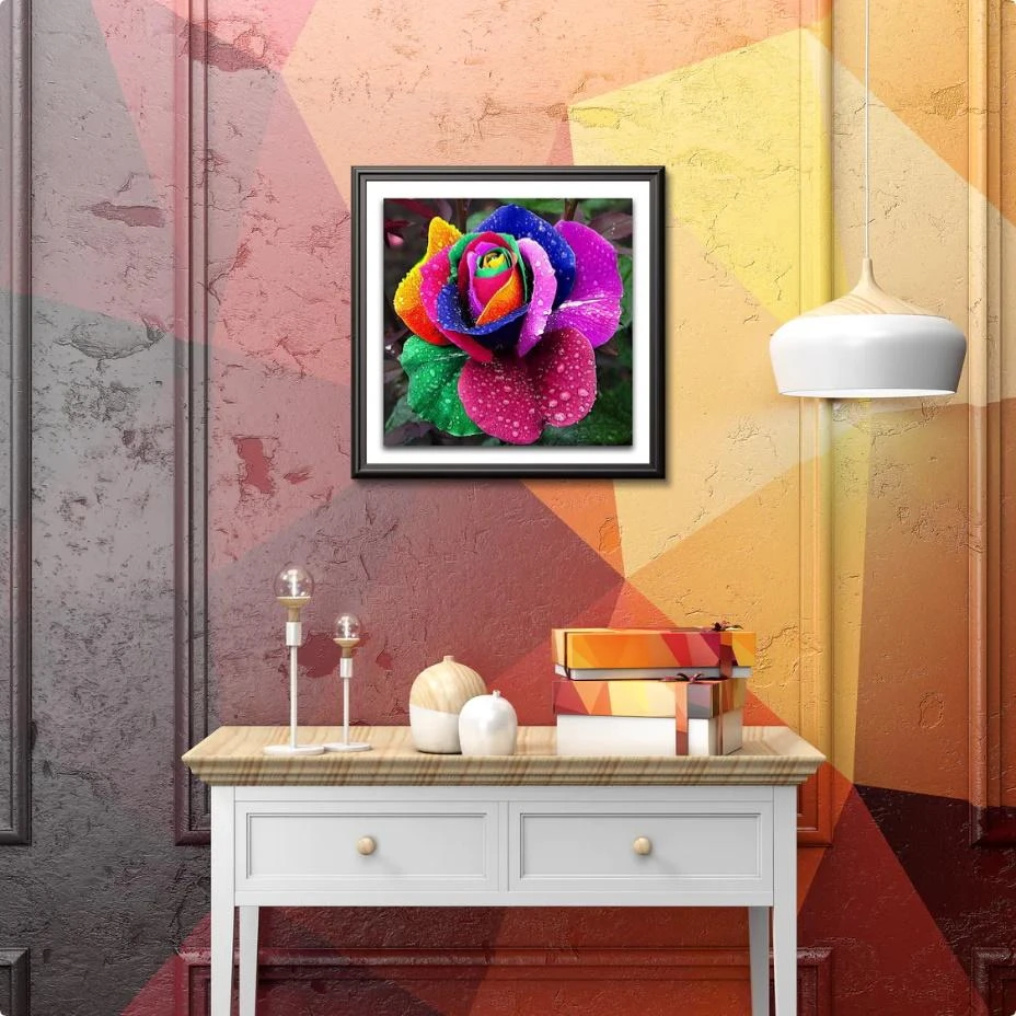 Broderie Diamant Rose Pétales Arc En Ciel 5 Broderie Diamant Rose Pétales Arc En Ciel – Image 3