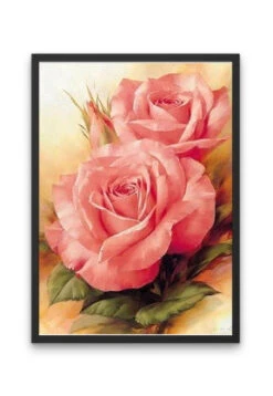 Broderie Diamant <br> Roses Pâles -Atelier Broderie Diamant broderie diamant roses pales cadre atelier broderie diamant