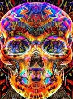 Broderie Diamant <br> Tête De Mort Enflammée