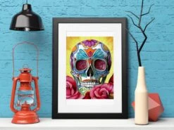 Broderie Diamant <br> Tête De Mort Colorée -Atelier Broderie Diamant broderie diamant tete de mort mexicaine coloree decor atelier broderie diamant