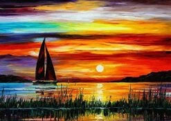 Broderie Diamant <br> Voilier Au Crépuscule