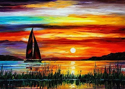 Broderie Diamant <br> Voilier Au Crépuscule