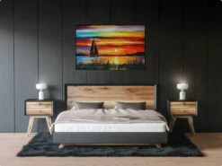 Broderie Diamant <br> Voilier Au Crépuscule -Atelier Broderie Diamant broderie diamant voilier au crepuscule decor atelier broderie diamant