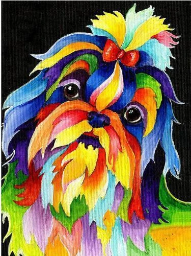Broderie Diamant <br> Shih Tzu Coloré 3 Broderie Diamant <br> Shih Tzu Coloré